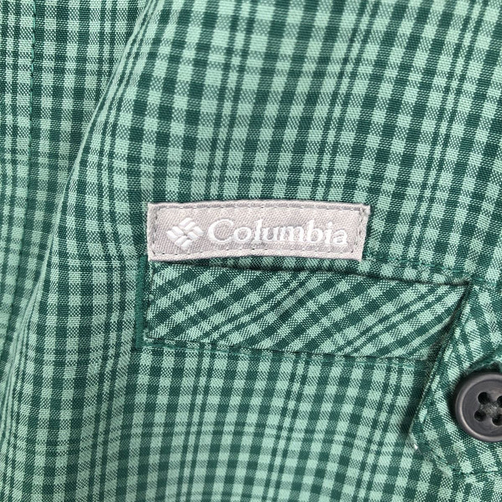 Columbia OMNI SHADE Check Pattern Short-Sleeve Modal x Poly Shirt, Boxy Shirt, Men's Size XL (approx.) Modal green type Vintage Second Hand