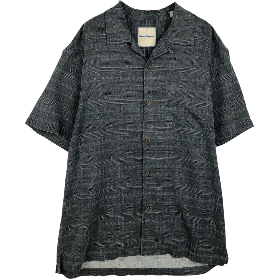 Tommy Bahama all-over print short-sleeved open-collar silk box shirt, men's size M silk gray type Vintage Second Hand