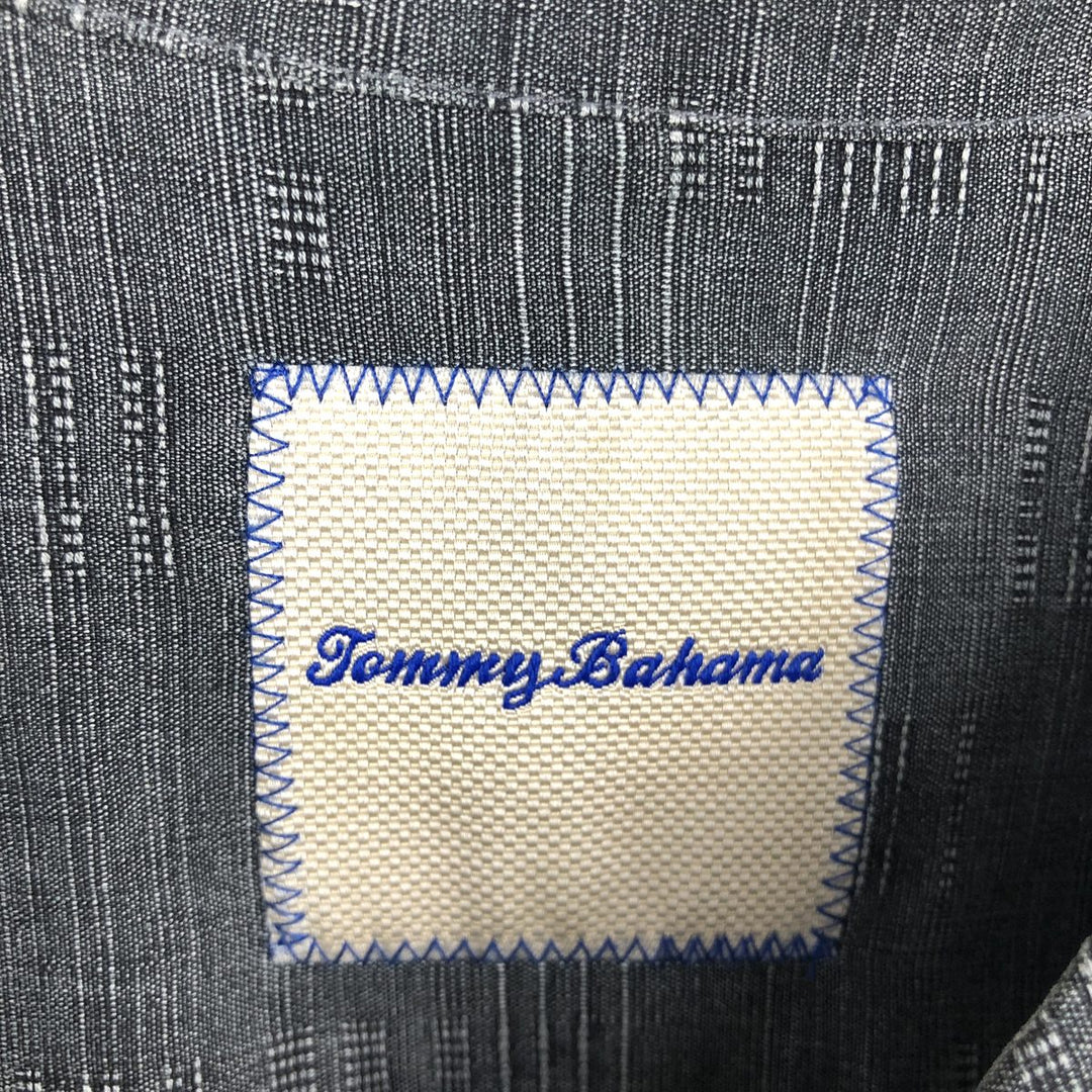 Tommy Bahama all-over print short-sleeved open-collar silk box shirt, men's size M silk gray type Vintage Second Hand