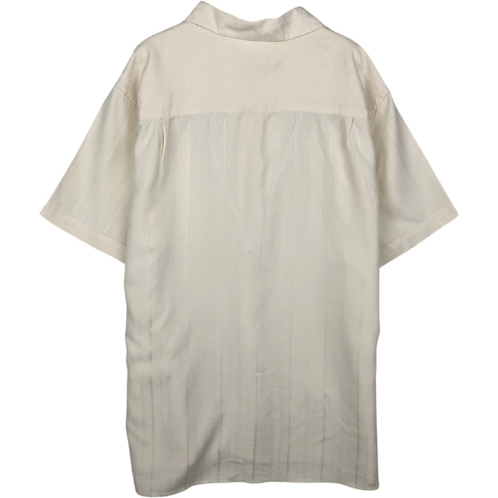 Anthology Stripe Pattern Short-Sleeve Open Collar Silk Shirt, Boxy Fit, Men's Size M silk pale white type Vintage Second Hand