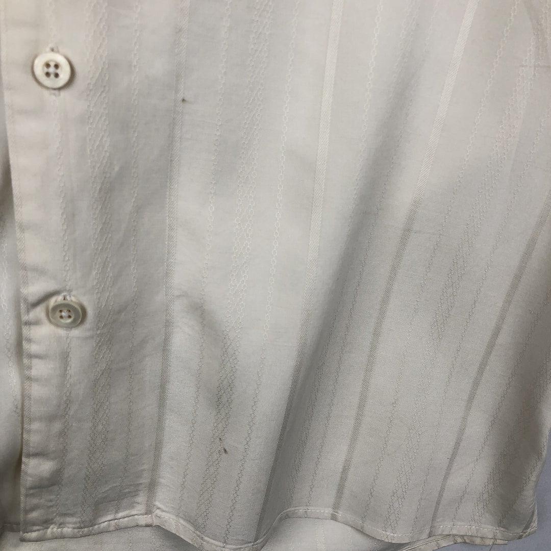 Anthology Stripe Pattern Short-Sleeve Open Collar Silk Shirt, Boxy Fit, Men's Size M silk pale white type Vintage Second Hand