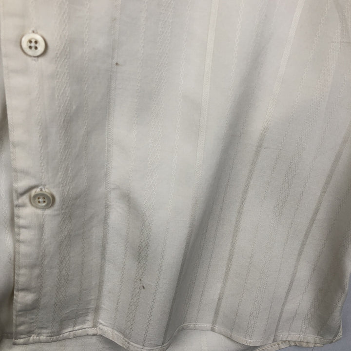 Anthology Stripe Pattern Short-Sleeve Open Collar Silk Shirt, Boxy Fit, Men's Size M silk pale white type Vintage Second Hand