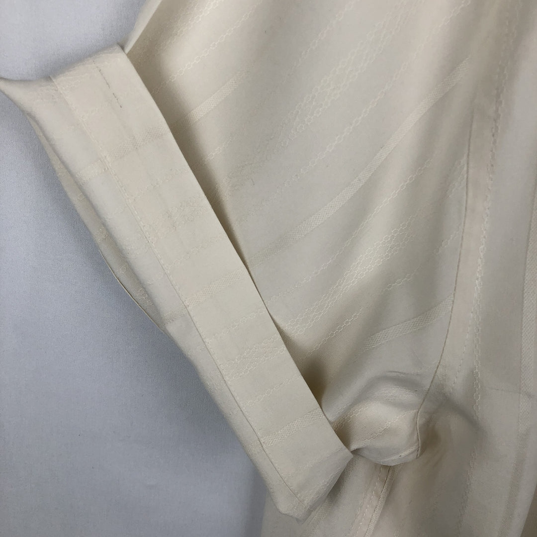 Anthology Stripe Pattern Short-Sleeve Open Collar Silk Shirt, Boxy Fit, Men's Size M silk pale white type Vintage Second Hand