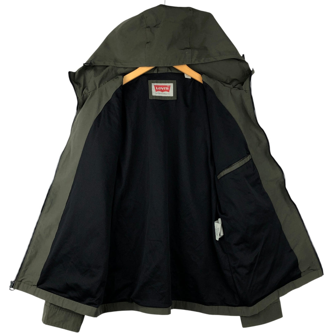 Levi's Hooded Windbreaker, Men's Size L polyester Khaki type Vintage Second Hand