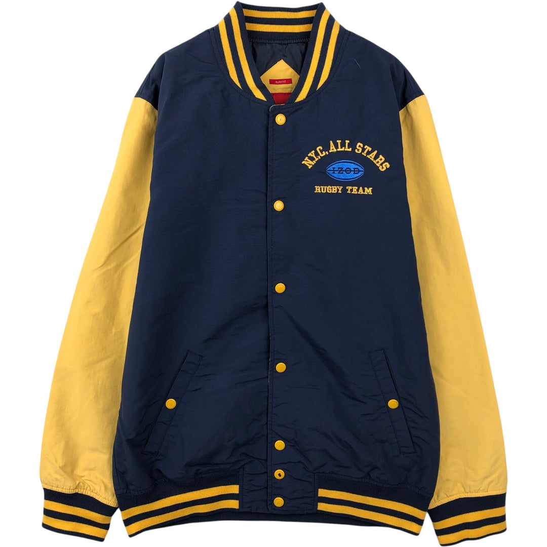 IZOD SLIM FIT Varsity Jacket Award Jacket Men's XL equivalent Nylon navy blue type Vintage Second Hand