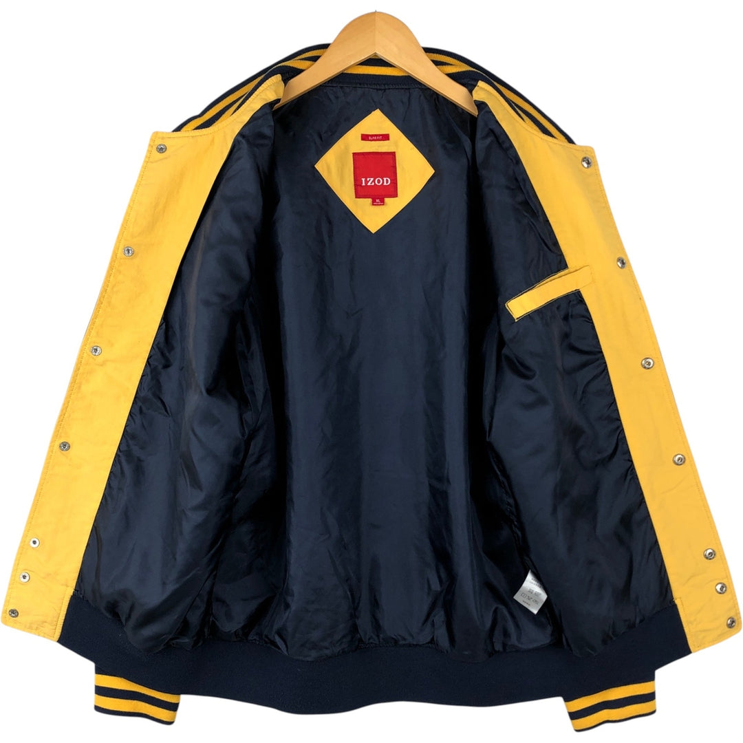 IZOD SLIM FIT Varsity Jacket Award Jacket Men's XL equivalent Nylon navy blue type Vintage Second Hand