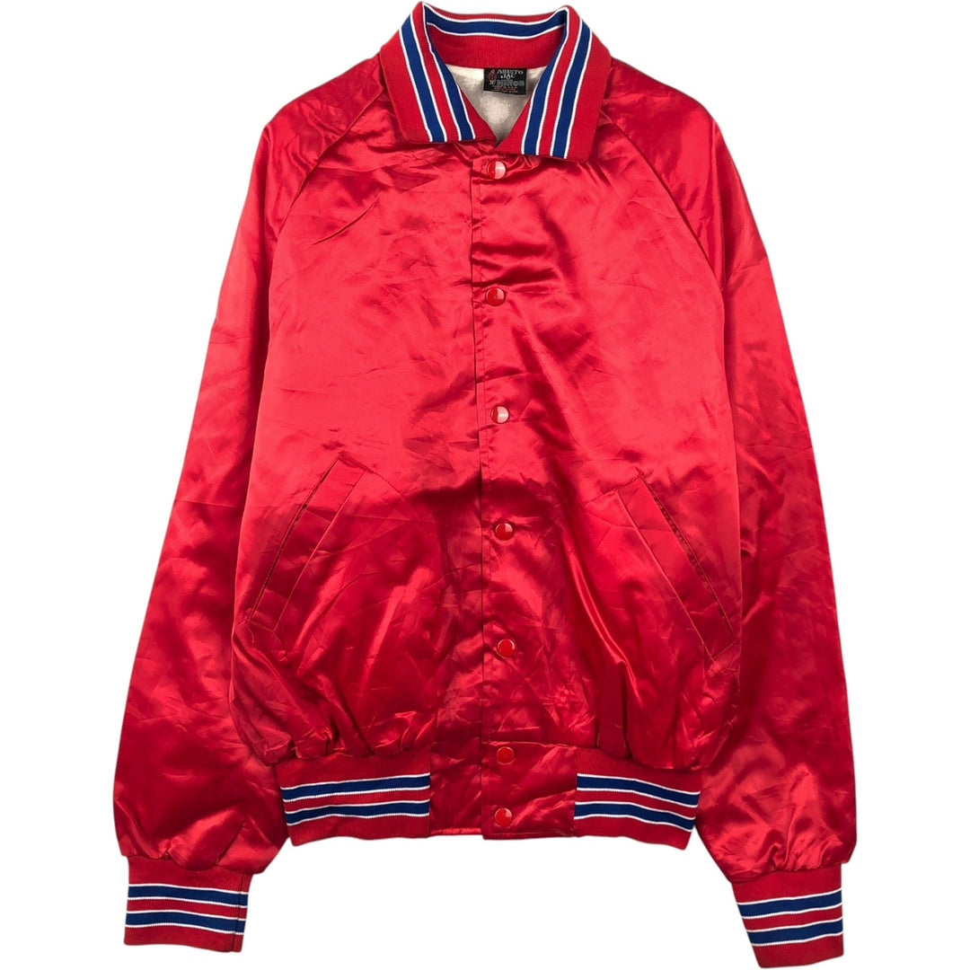 1970'S Aristo Jac varsity jacket/award jacket, made in USA, men's size M. Nylon red type Vintage Second Hand