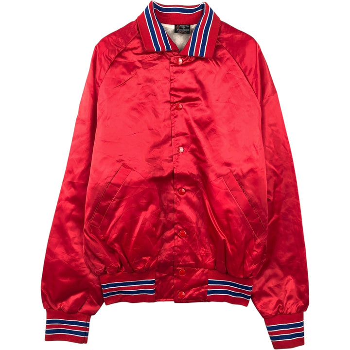 1970'S Aristo Jac varsity jacket/award jacket, made in USA, men's size M. Nylon red type Vintage Second Hand