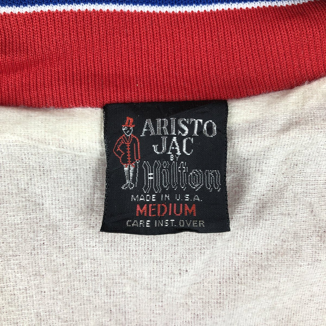 1970'S Aristo Jac varsity jacket/award jacket, made in USA, men's size M. Nylon red type Vintage Second Hand