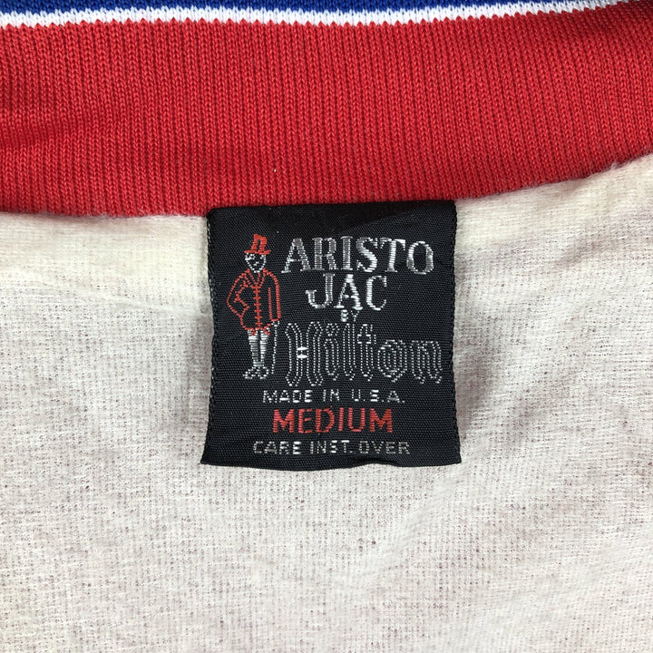 1970'S Aristo Jac varsity jacket/award jacket, made in USA, men's size M. Nylon red type Vintage Second Hand