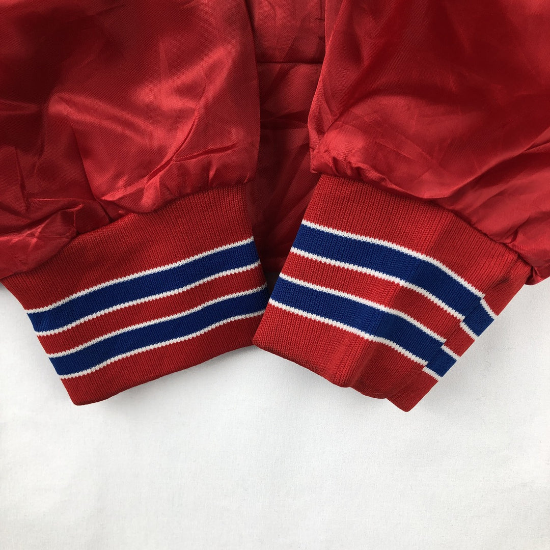 1970'S Aristo Jac varsity jacket/award jacket, made in USA, men's size M. Nylon red type Vintage Second Hand