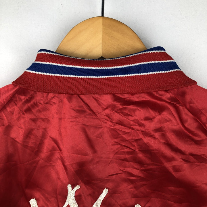 1970'S Aristo Jac varsity jacket/award jacket, made in USA, men's size M. Nylon red type Vintage Second Hand