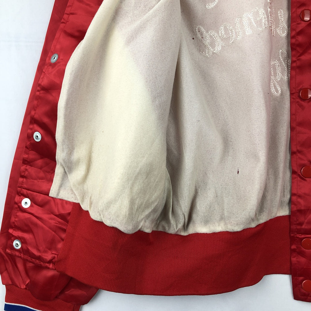 1970'S Aristo Jac varsity jacket/award jacket, made in USA, men's size M. Nylon red type Vintage Second Hand