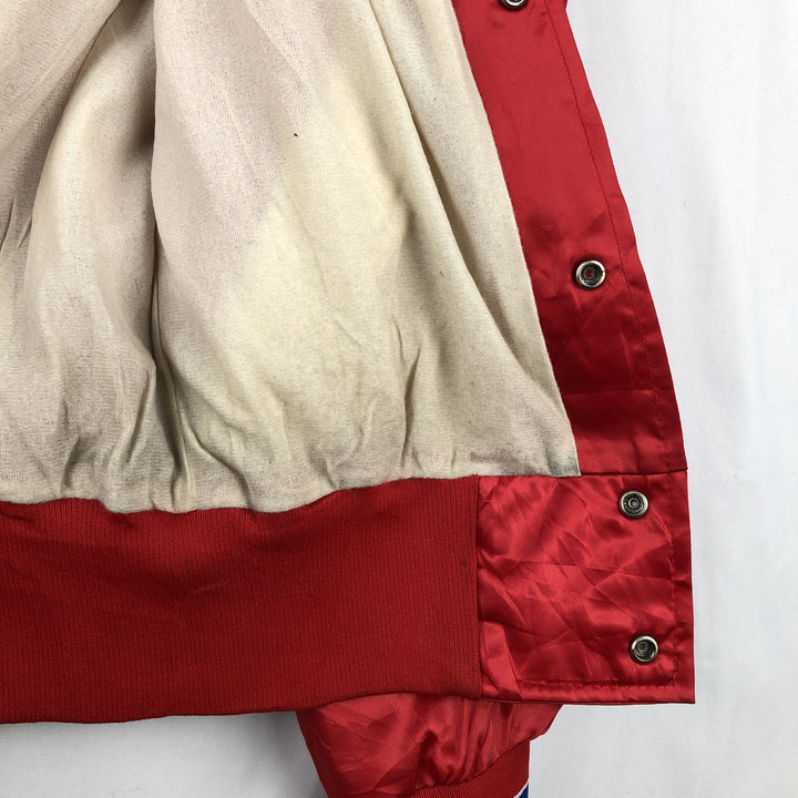 1970'S Aristo Jac varsity jacket/award jacket, made in USA, men's size M. Nylon red type Vintage Second Hand