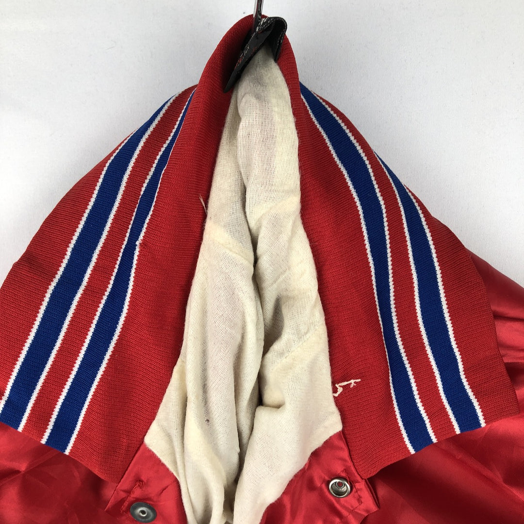 1970'S Aristo Jac varsity jacket/award jacket, made in USA, men's size M. Nylon red type Vintage Second Hand