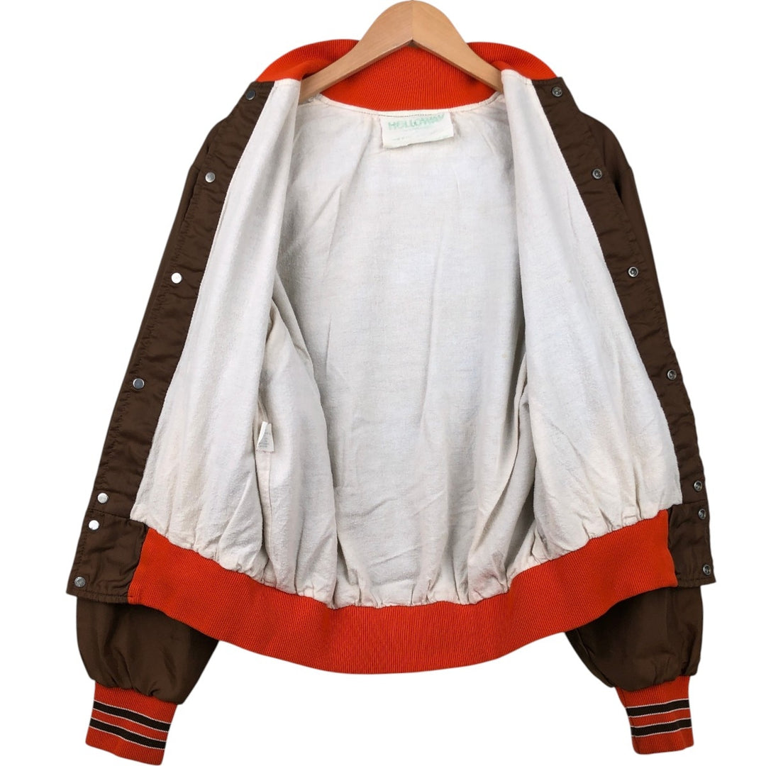 HOLLOWAY Nylon Stadium Jacket Award Jacket Varsity Jacket Made in USA Men's Size M Nylon brown type Vintage Second Hand