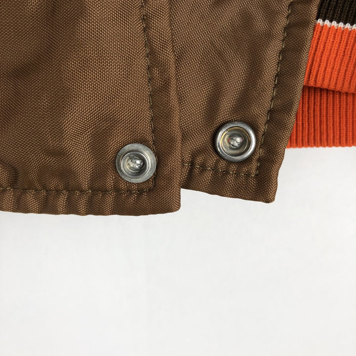 HOLLOWAY Nylon Stadium Jacket Award Jacket Varsity Jacket Made in USA Men's Size M Nylon brown type Vintage Second Hand