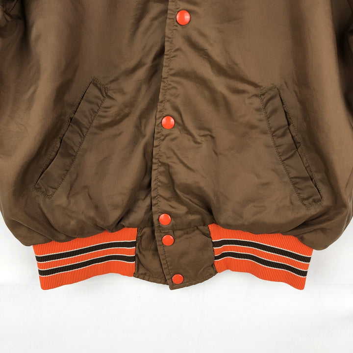 HOLLOWAY Nylon Stadium Jacket Award Jacket Varsity Jacket Made in USA Men's Size M Nylon brown type Vintage Second Hand