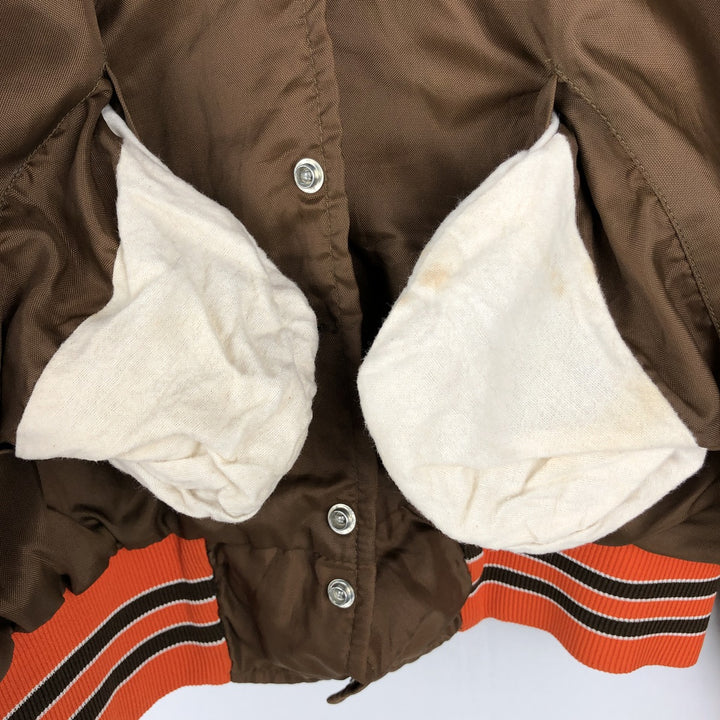 HOLLOWAY Nylon Stadium Jacket Award Jacket Varsity Jacket Made in USA Men's Size M Nylon brown type Vintage Second Hand