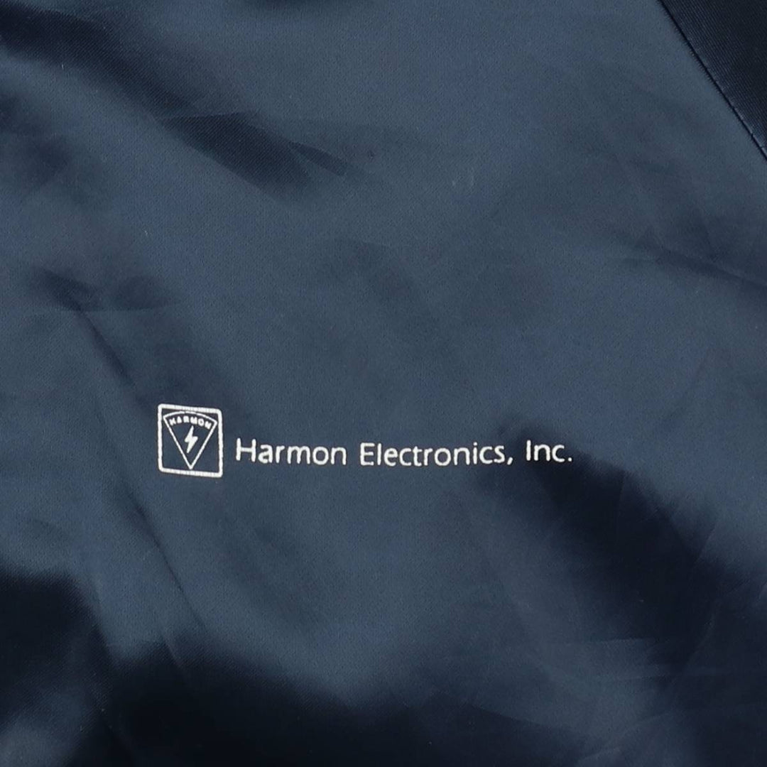 ~90'S Hartwell Nylon Varsity Jacket Award Jacket Made in USA Men's XL equivalent Vintage Nylon navy blue type Vintage Second Hand