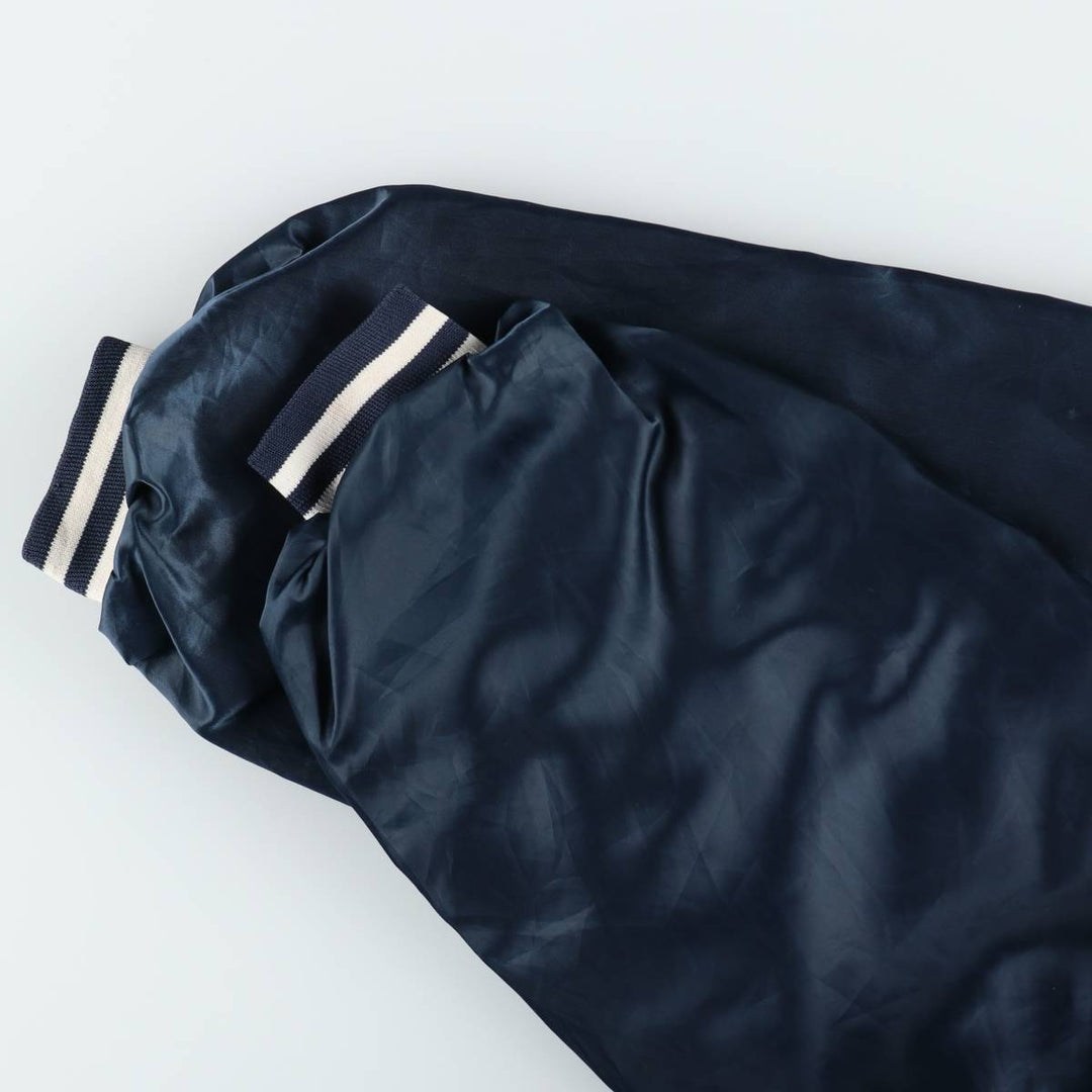 ~90'S Hartwell Nylon Varsity Jacket Award Jacket Made in USA Men's XL equivalent Vintage Nylon navy blue type Vintage Second Hand