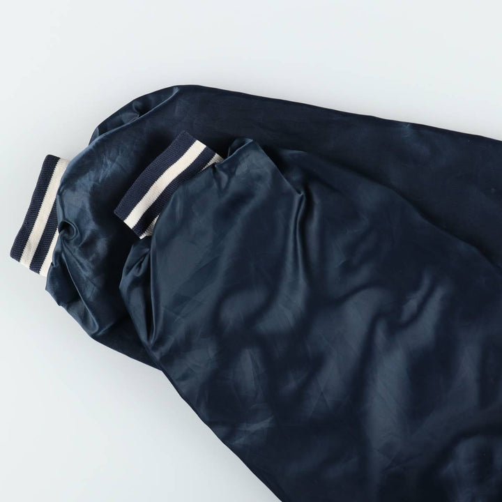 ~90'S Hartwell Nylon Varsity Jacket Award Jacket Made in USA Men's XL equivalent Vintage Nylon navy blue type Vintage Second Hand