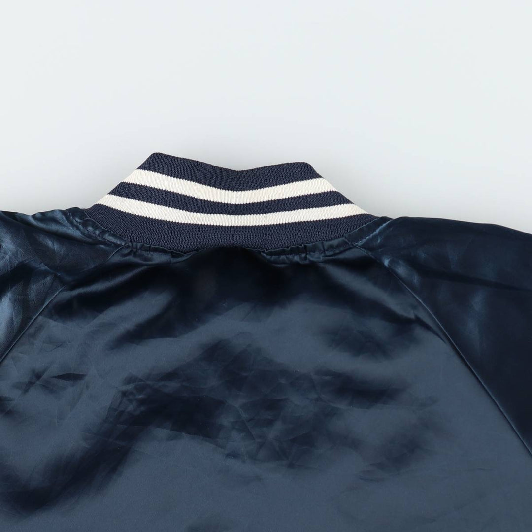 ~90'S Hartwell Nylon Varsity Jacket Award Jacket Made in USA Men's XL equivalent Vintage Nylon navy blue type Vintage Second Hand