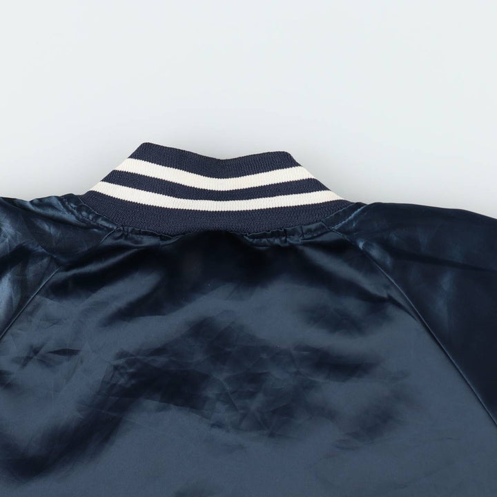 ~90'S Hartwell Nylon Varsity Jacket Award Jacket Made in USA Men's XL equivalent Vintage Nylon navy blue type Vintage Second Hand