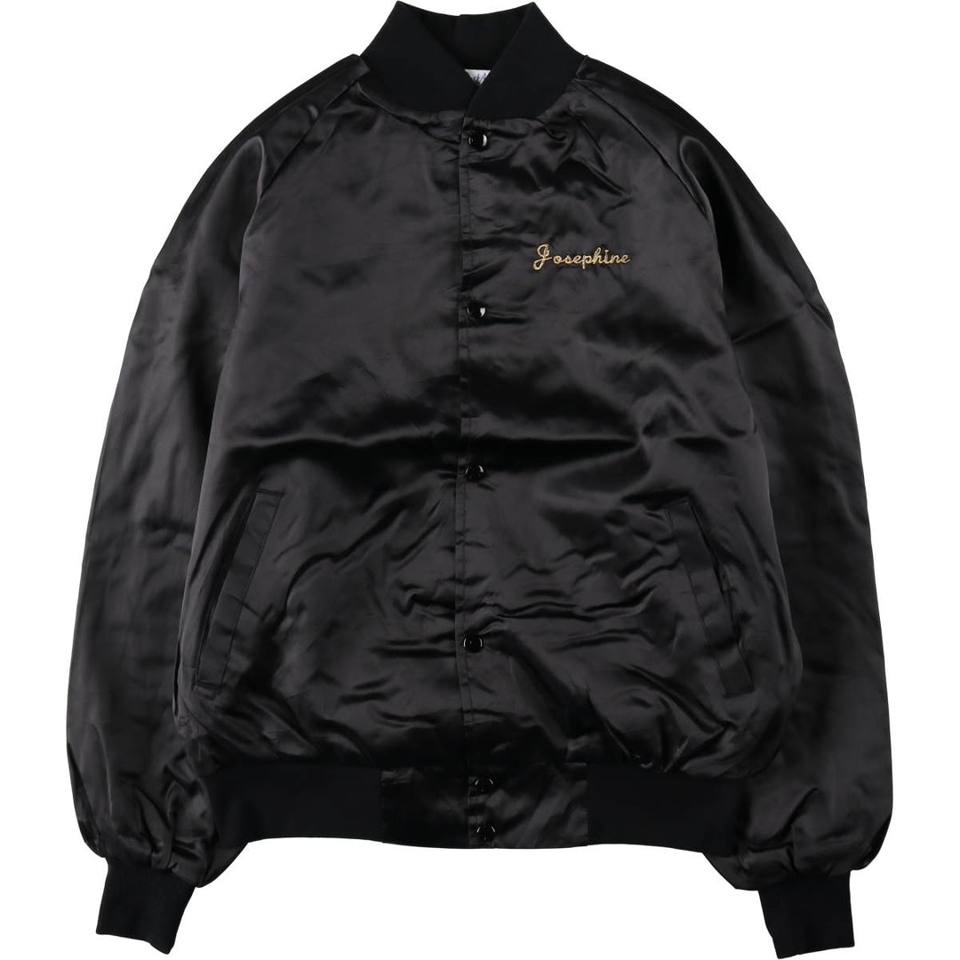 80s-90'S WestArk Nylon Stadium Jacket Award Jacket Varsity Jacket Made in USA Men's Size L Nylon black type Vintage Second Hand
