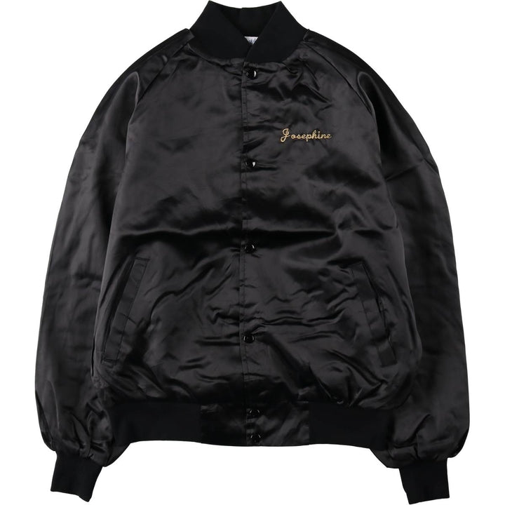 80s-90'S WestArk Nylon Stadium Jacket Award Jacket Varsity Jacket Made in USA Men's Size L Nylon black type Vintage Second Hand