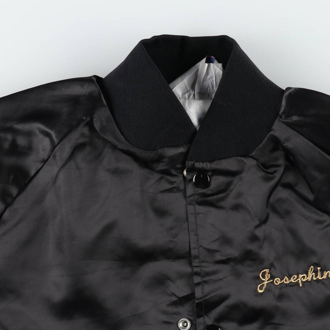 80s-90'S WestArk Nylon Stadium Jacket Award Jacket Varsity Jacket Made in USA Men's Size L Nylon black type Vintage Second Hand