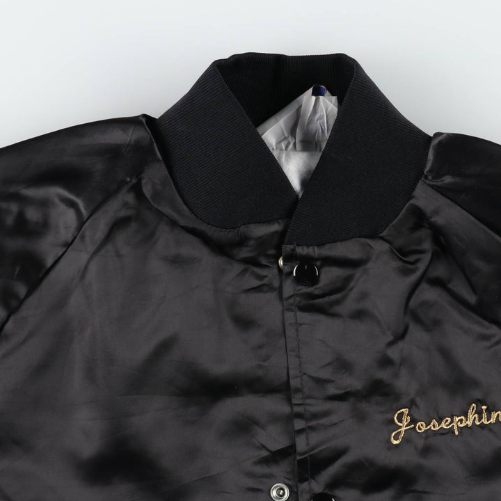 80s-90'S WestArk Nylon Stadium Jacket Award Jacket Varsity Jacket Made in USA Men's Size L Nylon black type Vintage Second Hand