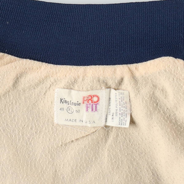 ~90'S King Louie Nylon Stadium Jacket Award Jacket Varsity Jacket Made in USA Men's XL equivalent Lightweight Nylon navy blue type Vintage Second Hand