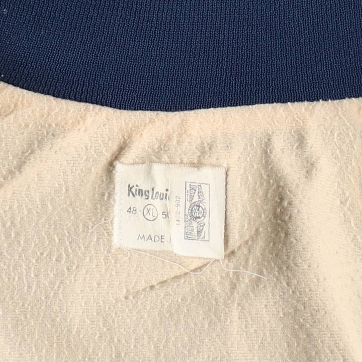 ~90'S King Louie Nylon Stadium Jacket Award Jacket Varsity Jacket Made in USA Men's XL equivalent Lightweight Nylon navy blue type Vintage Second Hand