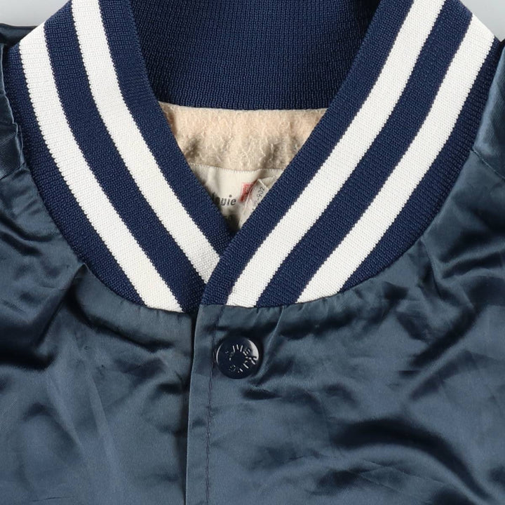 ~90'S King Louie Nylon Stadium Jacket Award Jacket Varsity Jacket Made in USA Men's XL equivalent Lightweight Nylon navy blue type Vintage Second Hand