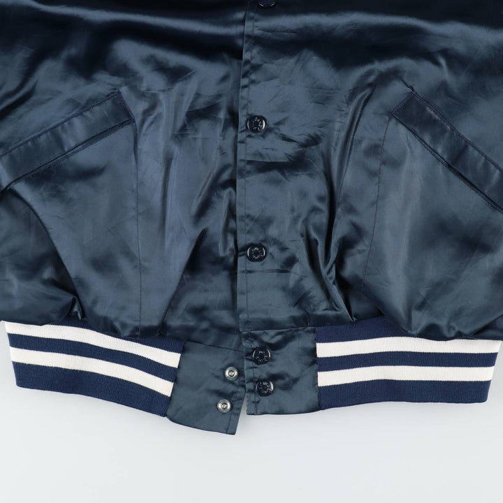 ~90'S King Louie Nylon Stadium Jacket Award Jacket Varsity Jacket Made in USA Men's XL equivalent Lightweight Nylon navy blue type Vintage Second Hand
