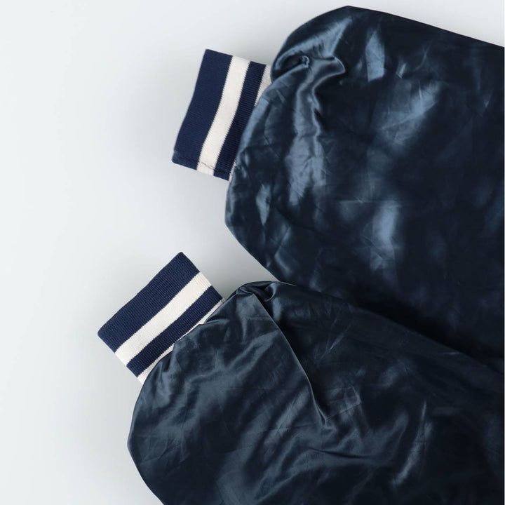 ~90'S King Louie Nylon Stadium Jacket Award Jacket Varsity Jacket Made in USA Men's XL equivalent Lightweight Nylon navy blue type Vintage Second Hand