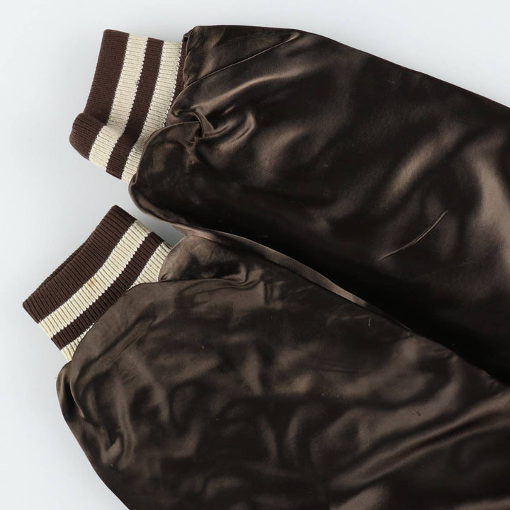 ~90'S Richard A. Leslie Birdie Varsity Jacket Award Jacket Made in USA Men's Size L unclear brown type Vintage Second Hand