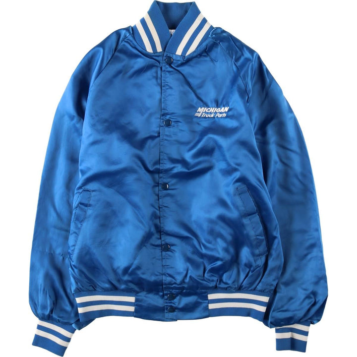 80s-90'S WestArk Nylon Stadium Jacket Award Jacket Varsity Jacket Made in USA Men's Size L Nylon blue type Vintage Second Hand