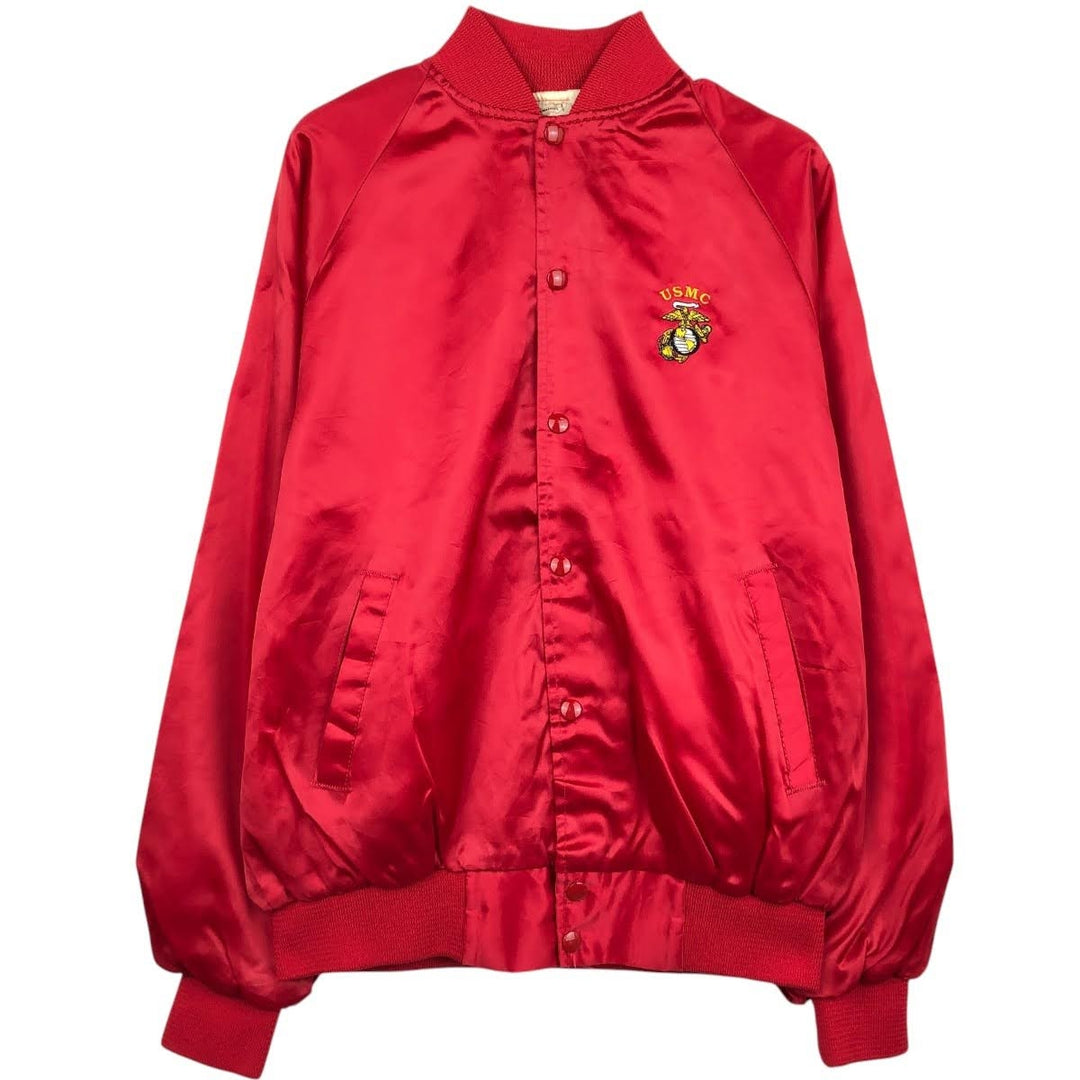 Auburn Sportswear USMC Nylon Stadium Jacket Award Jacket Varsity Jacket Made in USA Men's Size L Nylon red type Vintage Second Hand
