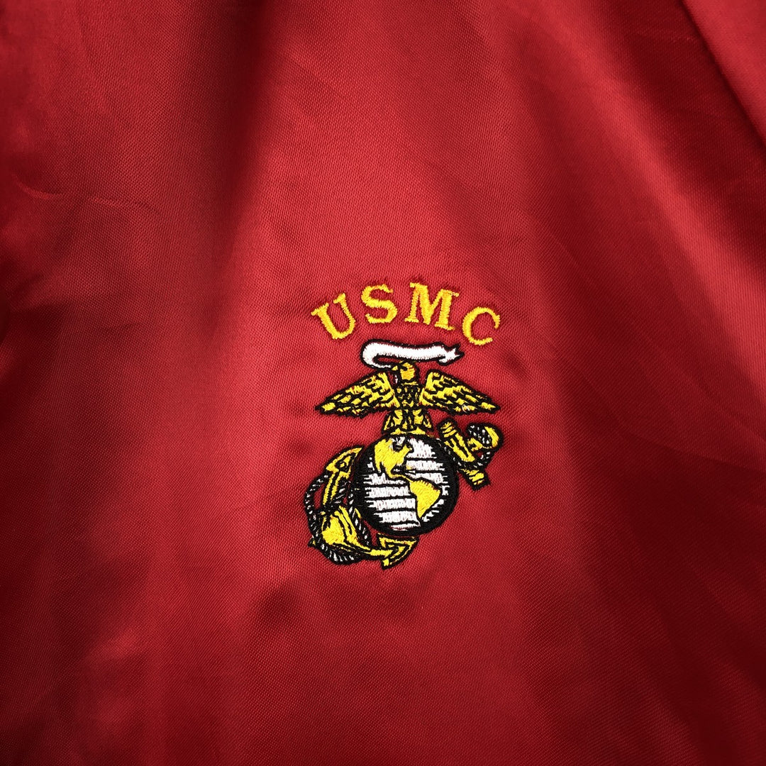 Auburn Sportswear USMC Nylon Stadium Jacket Award Jacket Varsity Jacket Made in USA Men's Size L Nylon red type Vintage Second Hand