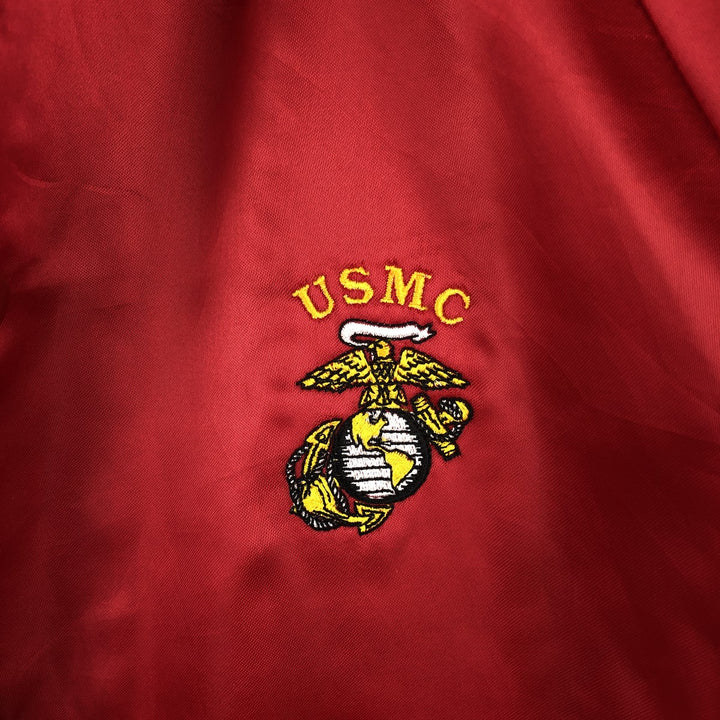 Auburn Sportswear USMC Nylon Stadium Jacket Award Jacket Varsity Jacket Made in USA Men's Size L Nylon red type Vintage Second Hand