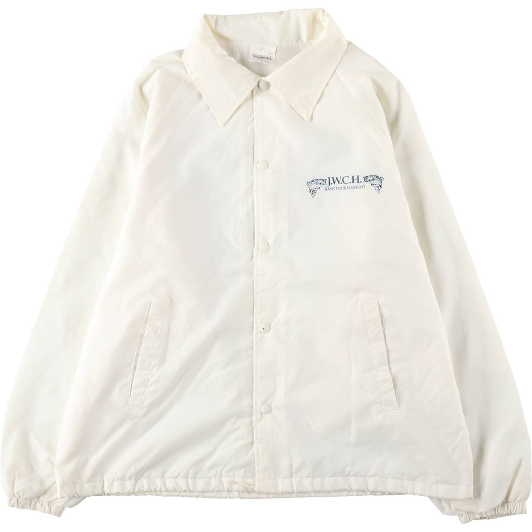 80s-90'S AUBURN fish print coach jacket, made in USA, men's size XL equivalent, vintage. Nylon ivory Vintage Second Hand