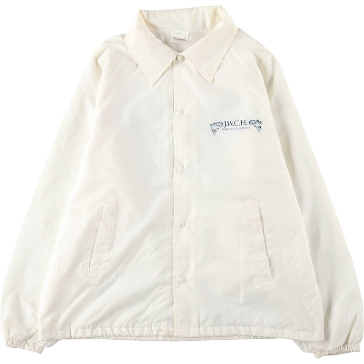 80s-90'S AUBURN fish print coach jacket, made in USA, men's size XL equivalent, vintage. Nylon ivory Vintage Second Hand