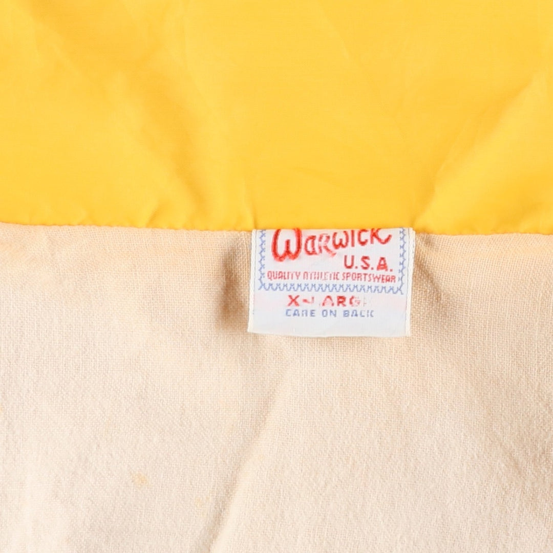 1980'S Warwick Coach Jacket, Men's Size XL (approx.), Vintage Nylon yellow type Vintage Second Hand