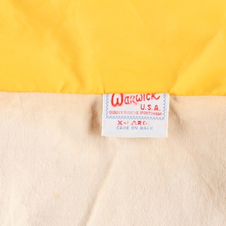 1980'S Warwick Coach Jacket, Men's Size XL (approx.), Vintage Nylon yellow type Vintage Second Hand