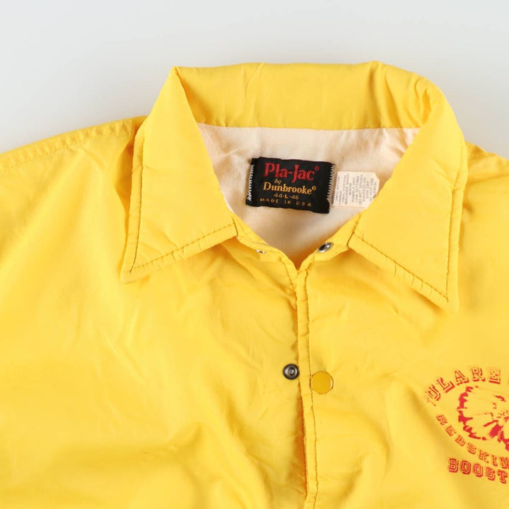 1980'S Dunbrooke Pla-Jac Coach Jacket, Made in USA, Men's Size L (approx.), Vintage Nylon yellow type Vintage Second Hand