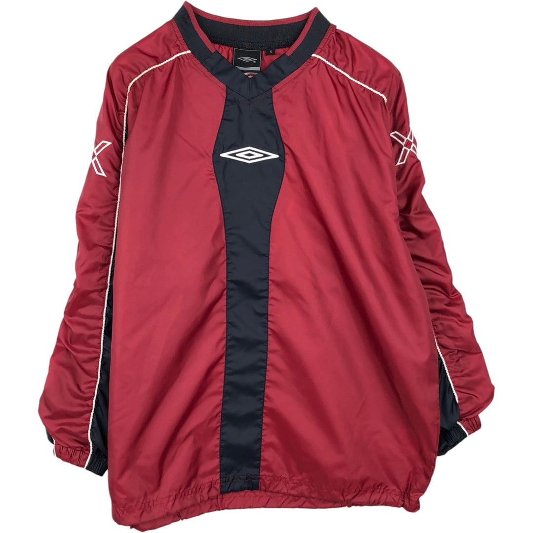 Umbro V-neck Warm-up Pullover (Men's Size S) polyester Red type red-purple Vintage Second Hand