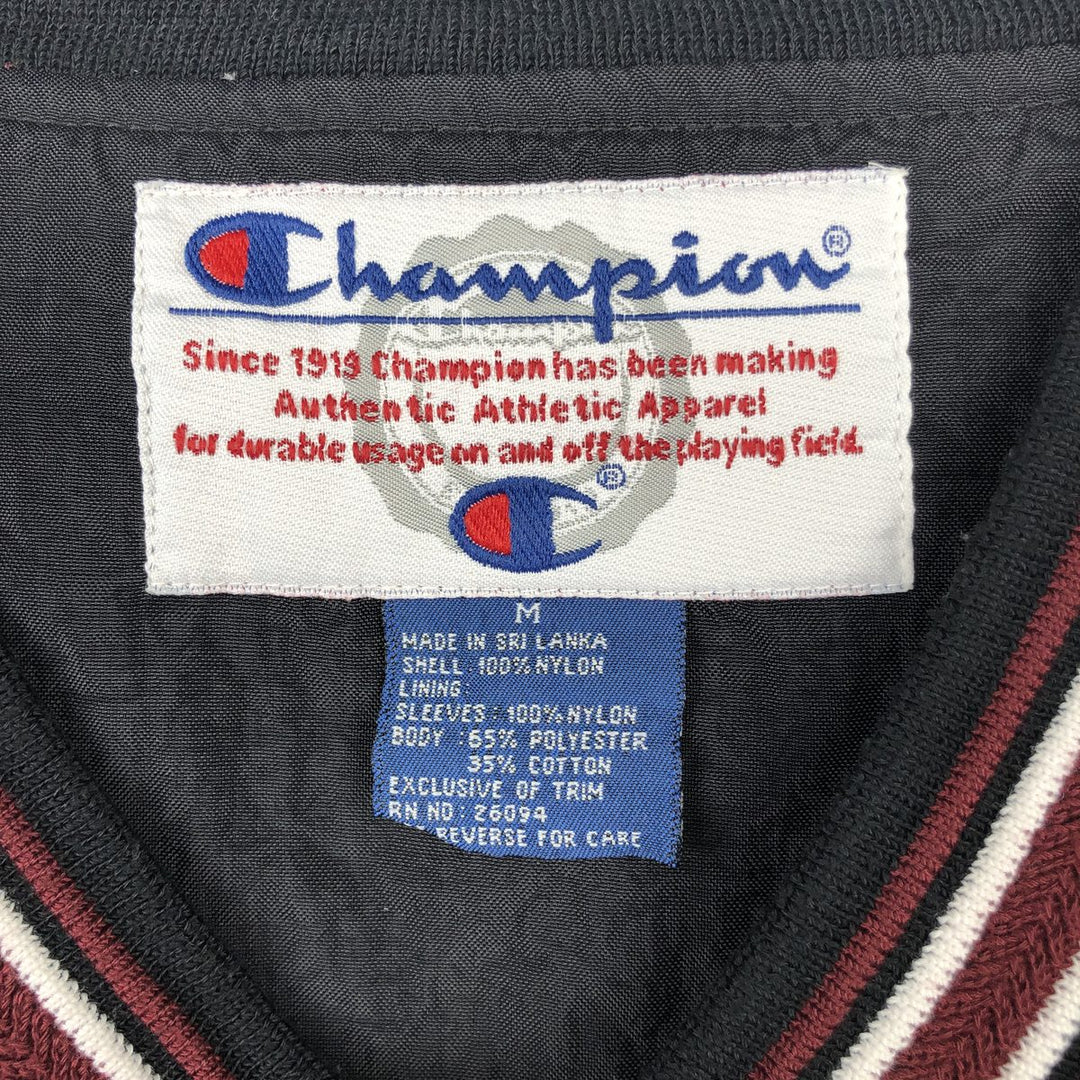90'S Champion College V-neck nylon pullover, men's M size, vintage Nylon wine-red Vintage Second Hand