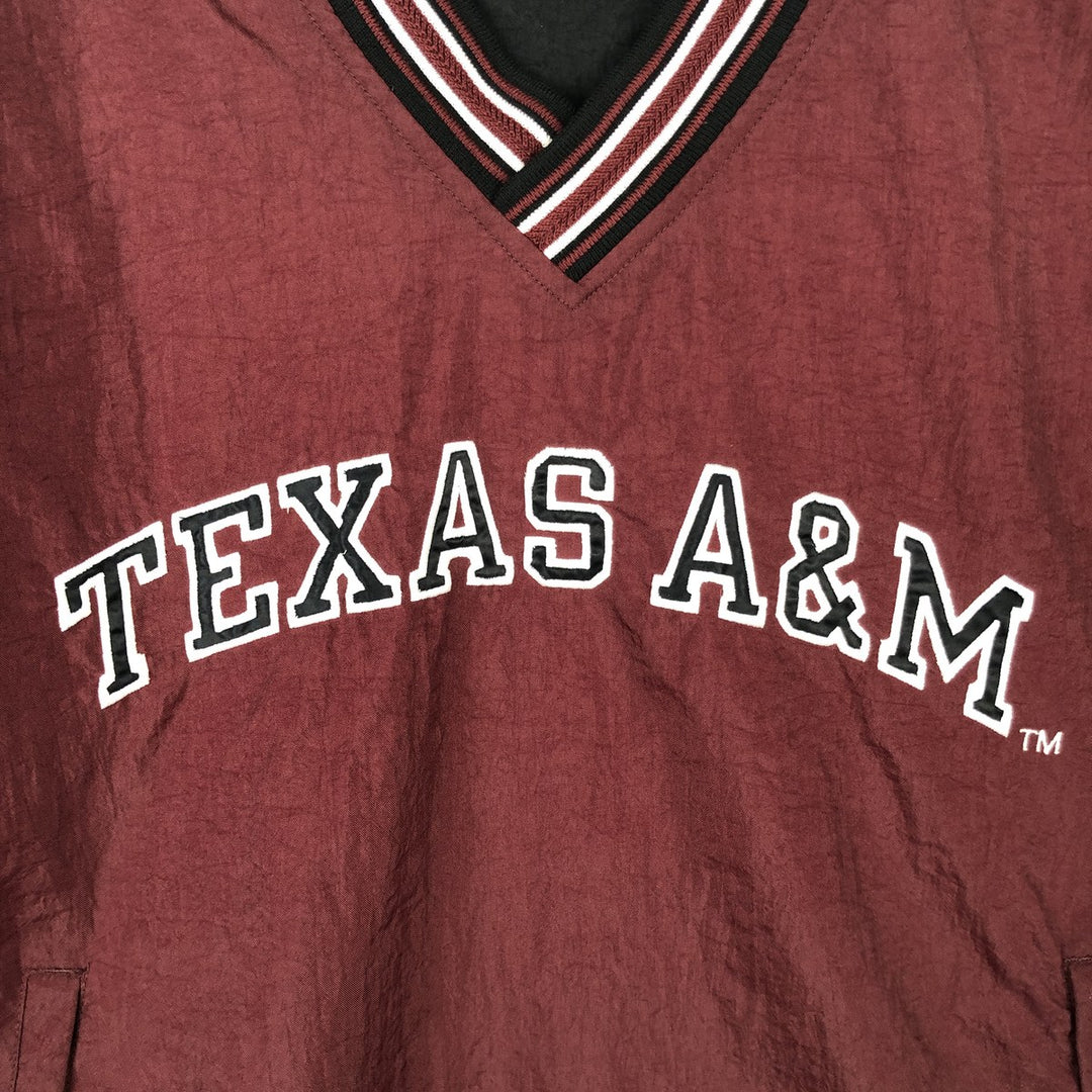 90'S Champion College V-neck nylon pullover, men's M size, vintage Nylon wine-red Vintage Second Hand